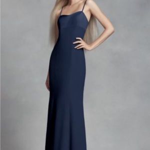 Vera Wang Crepe& Satin Dress with Cutout Back